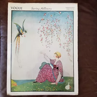 Vintage 18 ×24   Poster Print A Vogue Cover Of A Woman With A Bird  1914 • $70