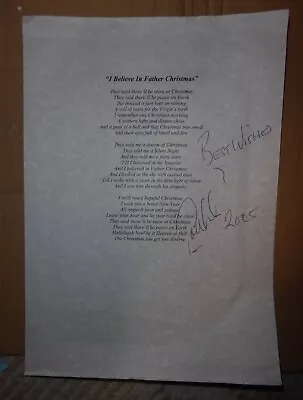 Greg Lake I Believe In Father Christmas Lyric Sheet Signed 2005 ELP Emerson • $63.13