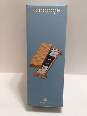 Cribbage Michael Graves Light Finish Veneer Case 2 Decks Dog Cards 1 NEW W/Box • $15