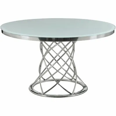 Coaster Irene Contemporary Round Glass Top Dining Table In White • $719.76