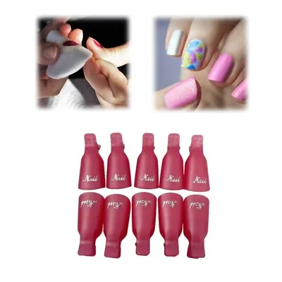 Pink Nail Removers Kit (Box Of 10) Plastic Nail Gel Art Soak Off Remove Clip Cap • $4.89