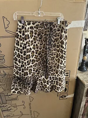 Moschino Leopard Print Ruffle Skirt Size 12 EUC • $42