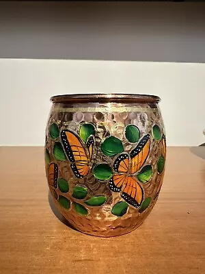 Mexican Hand Hammered Hand Painted Copper Cup • $30