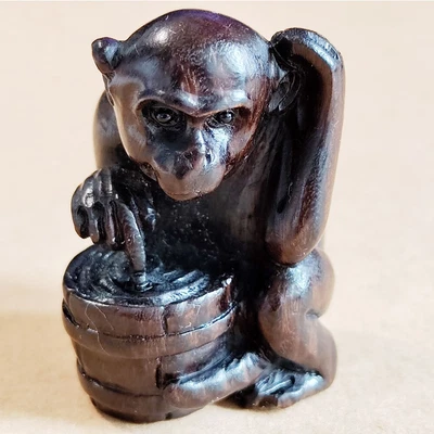 £35.99 • Buy M8442 - Collectible 20 Years OLD 1.8  Ebony Ironwood Netsuke - Smart Monkey