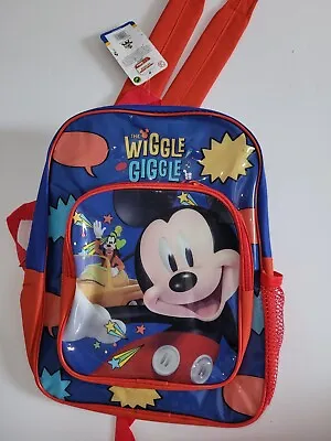 Mickey Mouse Wiggle Giggle Deluxe Backpack Character Boys Blue Children School. • £10