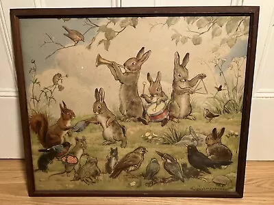 £45 • Buy Margaret Tarrant Print Family Of Rabbits 1930s/1940s Oak Frame