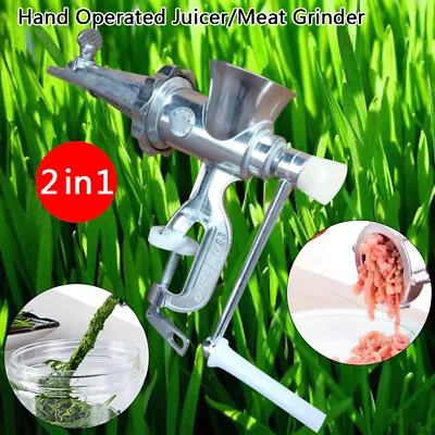 Hand Crank Juicer Manual Wheat Grass Juice Extractor Ground Meat Machine Silver • $30