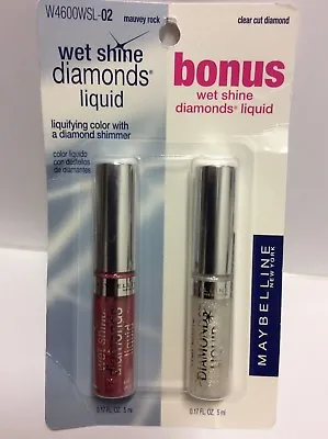 BONUS Maybelline Wet Shine Diamonds Lip Gloss Mauvey Rock +Clear Cut Diamond #02 • $29.71
