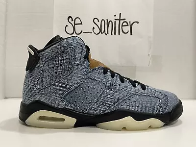 Nike Air Jordan 6 Retro (GS) Washed Denim Black-Sail CV5489-401 Size 6Y No Lid • $149.99