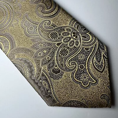 Canali Tie Gold Silk Floral Paisley Jacquard Metallic Luxury Made In Italy • $64.87