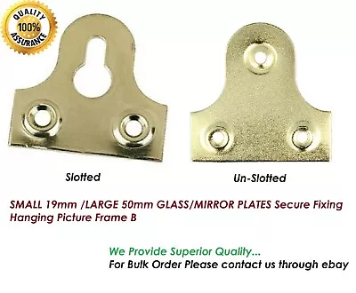 SMALL 19mm /LARGE 50mm GLASS/MIRROR PLATES Secure Fixing Hanging Picture Frame B • £3.18