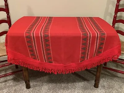 VTG NEW!! MCM Swedish Scandinavian Red Woven Christmas Tablecloth  66  Round • $45.99