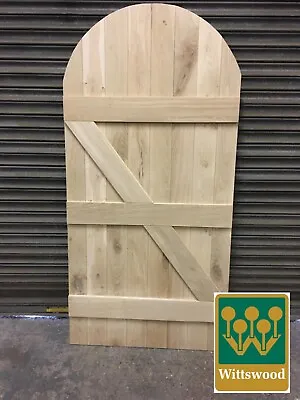 Solid Oak Curved Top Ledged Garden Gate  AVAILABLE IN ANY SIZE • £305.37