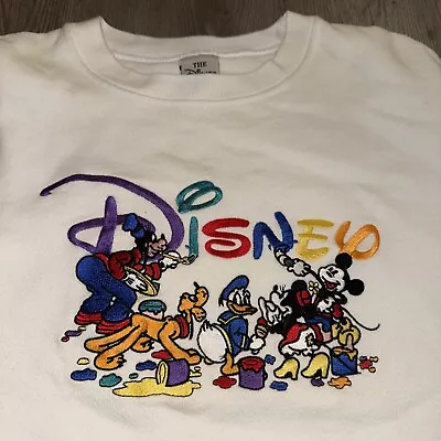 Vintage Disney Embroidered Sweatshirt Size XL Goofy Mickey Minnie Donald Pluto • $59.95