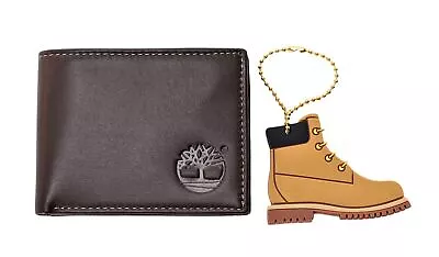 Timberland Men's Leather Slimfold Wallet With Key FOB Brown • $21.99