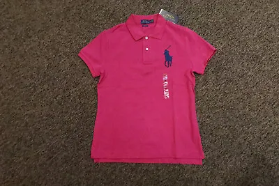 New Polo Ralph Lauren Women's SKINNY FIT Big Pony Polo Shirt - PINK - Medium • $19.95