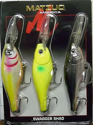Pack Of 3 Matzuo Swagger Shad Freshwater Lures 5-15 Ft. Diver PP2-4 • $9.99
