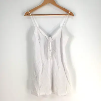 Backstage Womens Dress Size M Mini White Sleeveless Linen Stretch 029469 • $12.77