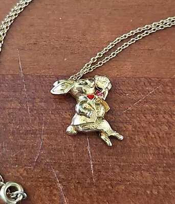 Antique Vintage HTF Alice In Wonderland White Rabbit Pendant On Chain • $47.99