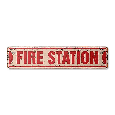 FIRE STATION Vintage Street Sign Firefighter House Fireman Trucks Cook • $13.99