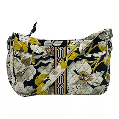 Vera Bradley Shoulder Bag Purse Cassidy Dogwood Black Yellow Med • $14.99