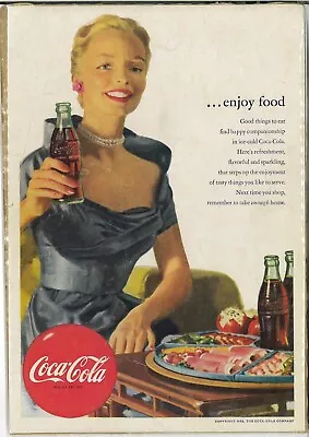 1952 Coca-Cola Soda Vintage Print Ad Charcutier Board Bottle Party Lady Enjoy • $7.61