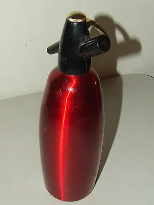 Vintage ISI Austria Classic Soda Siphon Bar Seltzer Bottle -Brushed Red Aluminum • $35