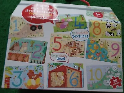 Fun Farm Numbers Touch And Feel 20 Piece Chunky Puzzle  - Complete • £3.80