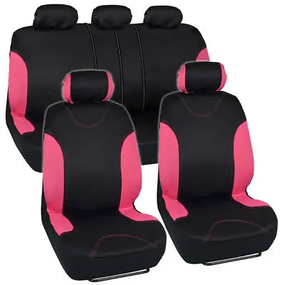 Car Seat Covers Split Bench W/Headrest Covers Interior Set Sedan Truck SUV-Pink • $37.99