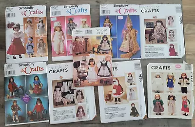 Lot Of 9-Doll Clothes Patterns-Simplicity McCalls Vogue • $12.99