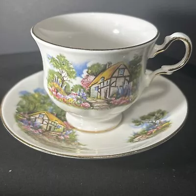 Vintage Queen Anne England Fine Bone China Teacup And Saucer Tudor Cottage Lv • $15