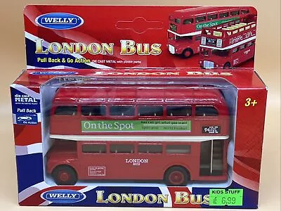 London Bus Pull Back Model Kids Toy Die Cast Metal Welly New Boxed Double Decker • £6.99