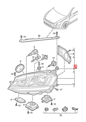 $1053.31 • Buy Genuine VW Golf Variant Headlight Curve Light And Led DRL Left 5GM941753D