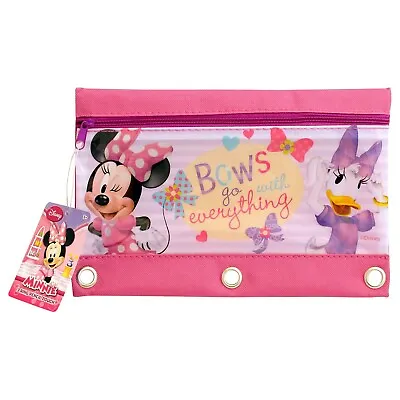 Disney Minnie Mouse Girls Kids Pencil Pouch School 3 Ring Zipper Holder Case NEW • $5.95