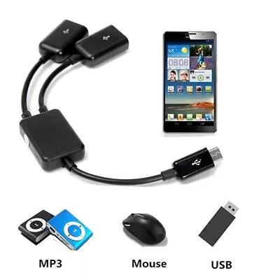 Micro USB / Type C To 2 OTG Dual Female USB Port HUB Cable Y Splitter Adapter Yu • $2.09