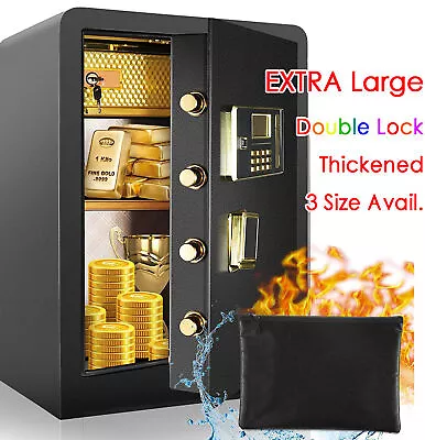 Money Digital Safe Box 4.5Cub Large Cabinet For Home Security W. Double Key Lock • $291.31