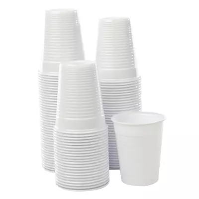 200 Plastic Cups Disposable / Reusable Plastic Drinking Cups Vending Cup 7oz • £6.99