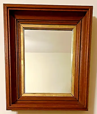 Vintage Deep Set Frame Wall Mirror.  Walnut Victorian Federal   12.5” X 14” • £87.10