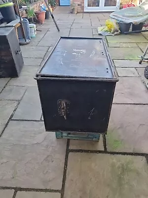 Vintage Metal Travel Chest Trunk Safe Coffee Table 1 • £54.99