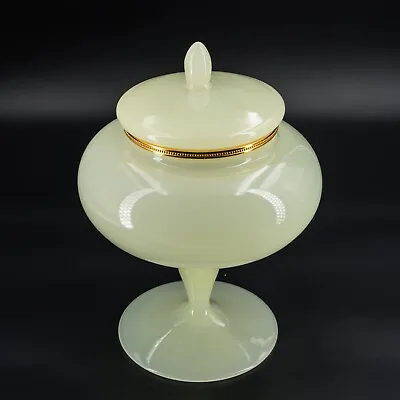 9.5  XL Size Antique V Nason Italian Uranium Opaline Glass Drageoir Candy Box • $390