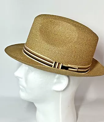 Vintage Dobbs Fifth Avenue HAT Fedora 7 1/8 Palm Tan Straw Style HAIG EUC • $59