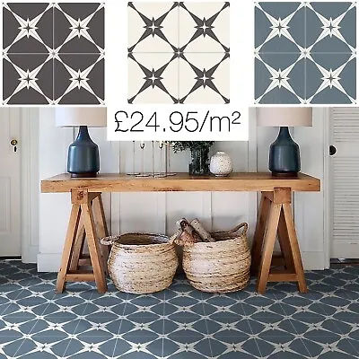 £1.50 • Buy CUT SAMPLE Polaris Star Pattern Feature Ceramic Blue White Black Wall Floor Tile