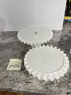 2 Martha Stewart Milk White Ruffle Crimped Edge Cake Stands Pedestal 10  & 8  Se • $89.99