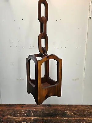 Vintage Mission Arts & Crafts Style Wooden Hanging Planter Lantern • $160