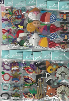 U CHOOSE  Assorted Jolee's HATS GLASSES MOUSTACHES BOWS 3D Stickers Mardi Gras • $1.75