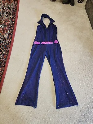 Kelle Vintage Purple Disco Jumpsuit Costume Adult Medium • $52.95