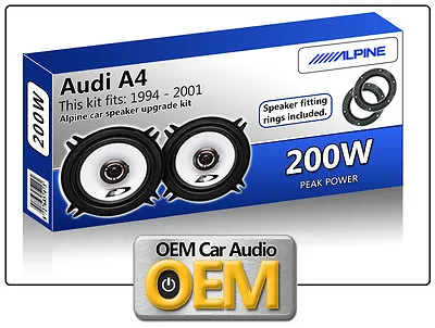 $73.63 • Buy Audi A4 Front Door Speakers Alpine 13cm 5.25  Car Speaker Kit 200W Max