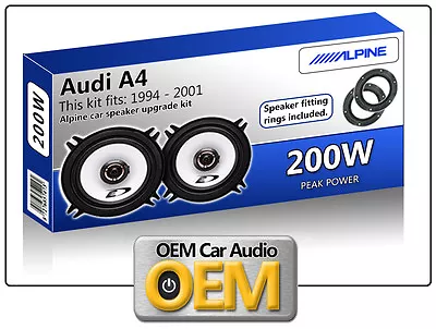 $73.63 • Buy Audi A4 Front Door Speakers Alpine 13cm 5.25  Car Speaker Kit 200W Max