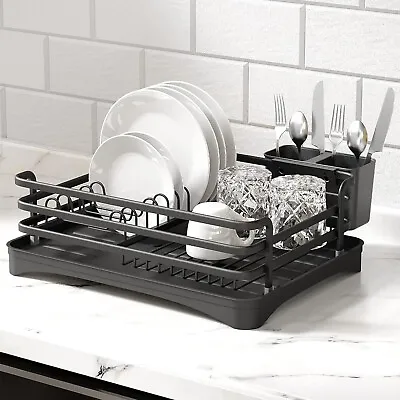 ACA Black Kitchen Sink Dish Rack Cup Plates Drying Drainer Basket Rack Storage • $43.11