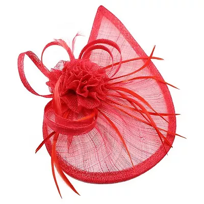 Womens Curled Feathers Fascinator Headband Clip Teardrop Hat Wedding Royal Ascot • £15.49